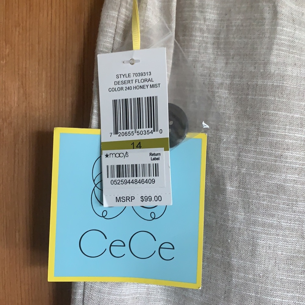CeCe Linen Culottes - Cream Color - Size 14 - New - Picture 7 of 7